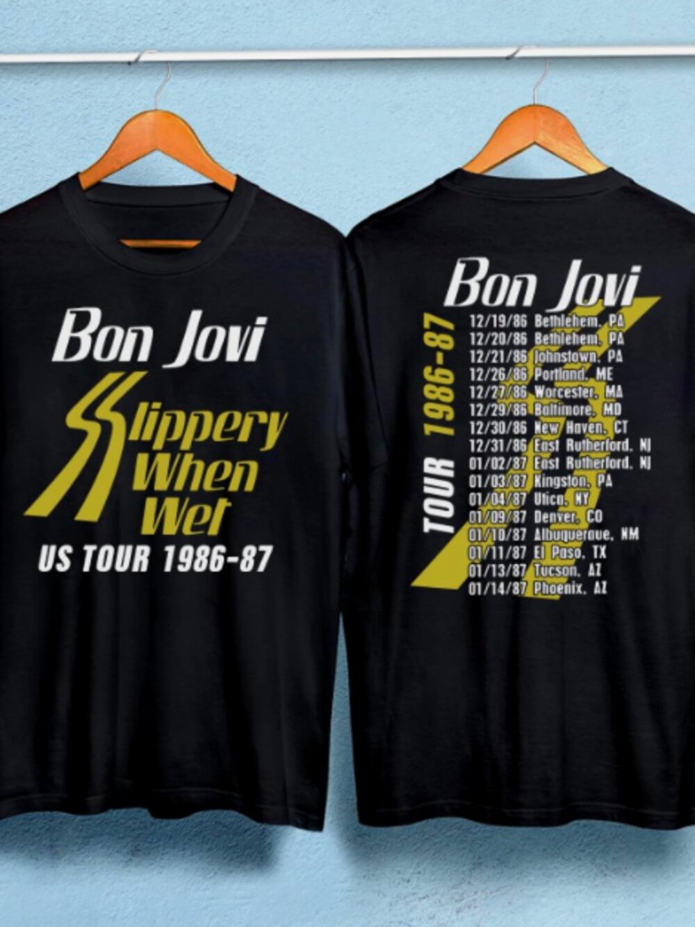 Vintage Bon Jovi Slippery When Wet 1986-87 US Tour Black T-Shirt